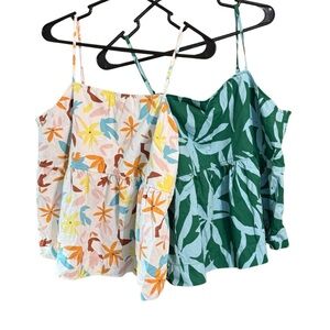 Free Assembly XL Floral Sleeveless Summer Top Set | Spaghetti Strap